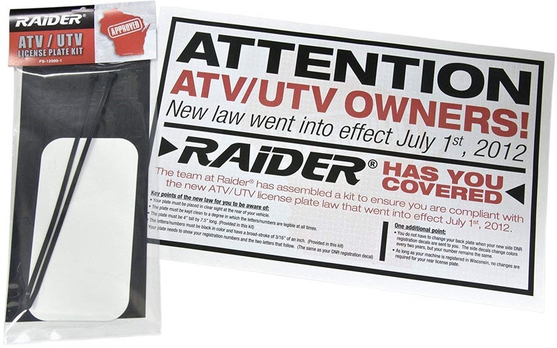 Raider FS-12000-1 ATV/UTV Wisconsin License Plate Kit with Numbers and Letters Included (7.5 in x 4 in) - Image 2